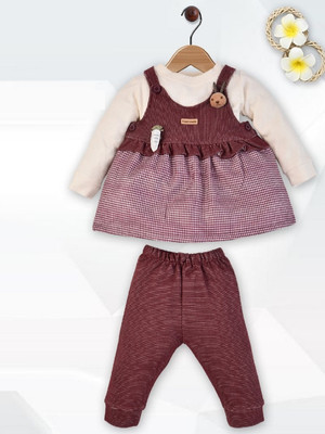 Kiko Baby Girls Casual Top Pant(Maroon-2)