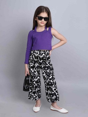 taffykids Girls Casual Top Pant(Purple/Black)