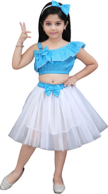 Rajkamal Dresses Baby Girls Party(Festive) Top Skirt(Sky Blue)