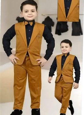 GUPTAECOMMERCE Boys Party(Festive) Waistcoat Bodysuit(YELLOW)