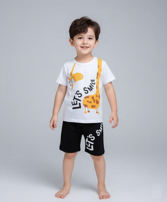 Highlightshop Baby Boys & Baby Girls Casual T-shirt Shorts(White)