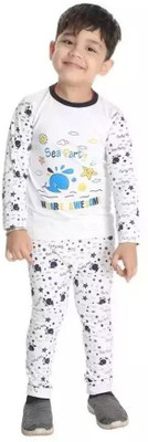 MUSNAHGARMENTS Boys Casual T-shirt Pant(White)
