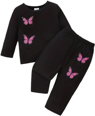 KEESOR Baby Girls Casual T-shirt Pant(BLACK)