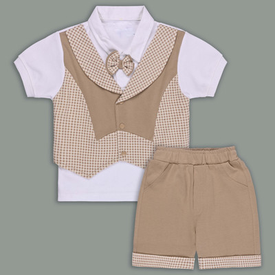 Silver Kraft Baby Boys Casual T-shirt Shorts(Brown)