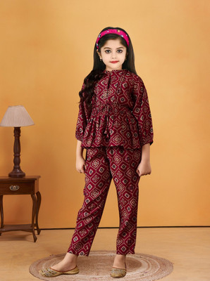 Femisha Creation Girls Casual Top Pant(Maroon)