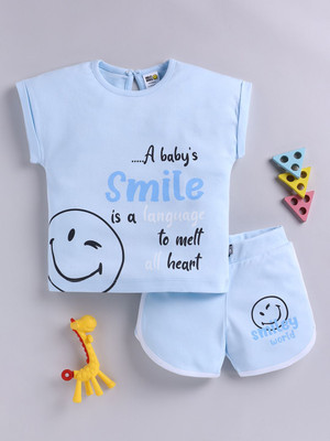 YK X Tinyo Baby Girls Casual T-shirt Shorts(Blue)