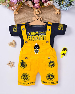 JGLIMAFASHION Baby Girls Party(Festive) Top Dungaree(Yellow)