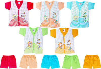 GREEN TEE Baby Boys & Baby Girls Casual T-shirt Shorts(Multi-color)