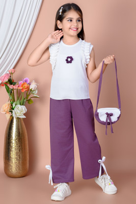 Dipa Textile Girls Party(Festive) Top Pant(Purple)