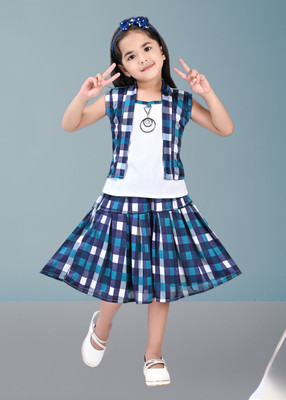 EMIYX Girls Casual Top Skirt(Navy Blue)