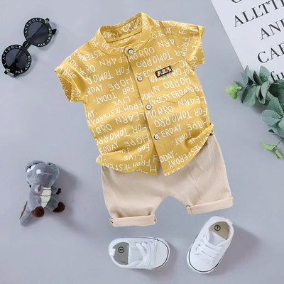 Vibe Trends Baby Boys & Baby Girls Casual Shirt Shorts(Yellow alphabet)