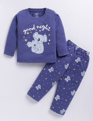 Blushh Berry Girls Casual Top Pant(Dark Blue)