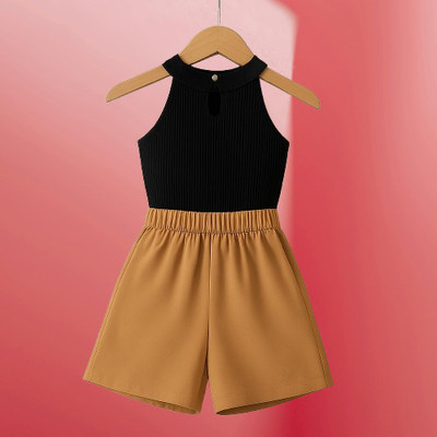 RIYANSHI Girls Casual Top Skirt(Black, Brown)