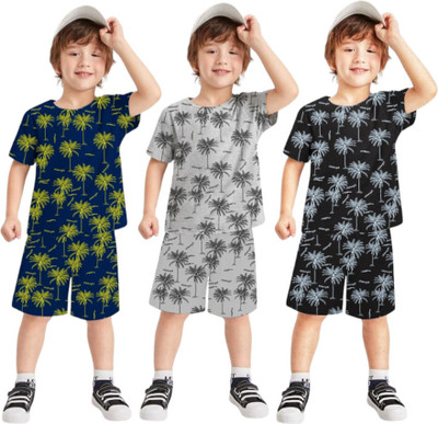 METRO STITCH Boys Casual T-shirt Shorts(Navy Blue2, Grey2, Black2)