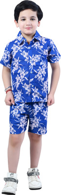 Arshia Fashions Boys Party(Festive) Shirt Shorts(Blue)