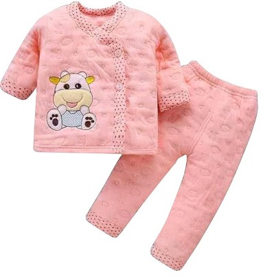 Tiny Tooth Baby Boys & Baby Girls Casual Top Pyjama(peach)