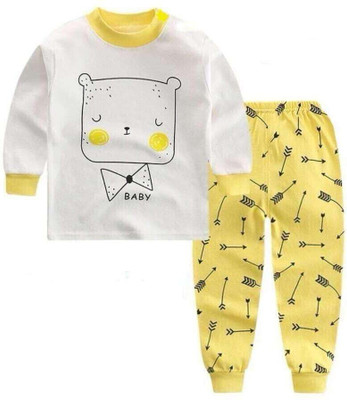 INDHRANI TEXTILES Baby Girls Casual T-shirt Pant(Yellow)