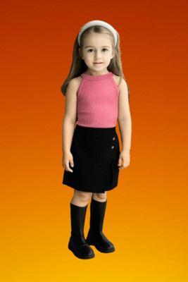 RIYASNHI Girls Casual Top Shorts(Pink, Black)