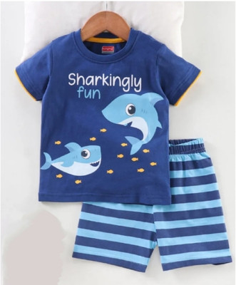 SANWARIA CLUB Boys Casual T-shirt Shorts(sky)