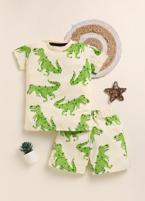 Lazy Shark Boys Casual T-shirt Shorts(Cream)