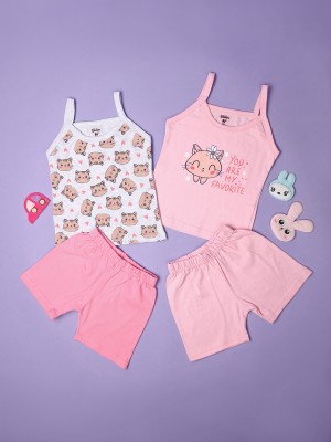 V-MART Baby Boys & Baby Girls Casual Top Shorts(Pink)