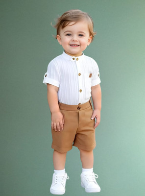 RIYANSHI Boys Casual Shirt Pant(Brown)