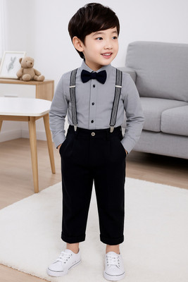 Bleckz Someck Boys Party(Festive) Shirt Pant(Grey)