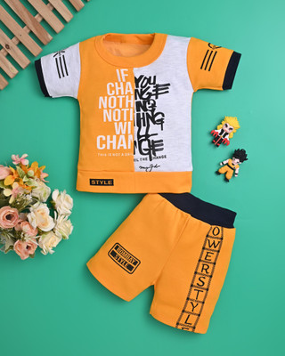 HALDER AND SONS Baby Boys Party(Festive) T-shirt Shorts(YELLOW)