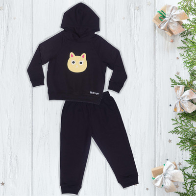 CLOTHINK India Boys & Girls Casual Sweatshirt Sweatpant(Black)