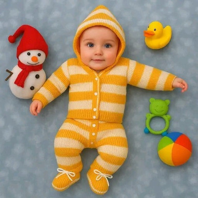 UNIQUE WAY Baby Boys & Baby Girls Casual Sweater Sweater(Yellow)