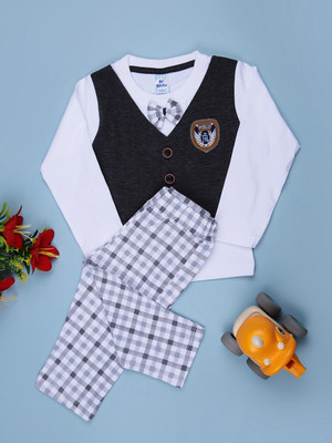 V-MART Baby Boys Casual T-shirt Pyjama(Grey)