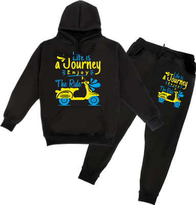 FABVIO PLUS Boys & Girls Casual Sweatshirt Sweatpant(Black)