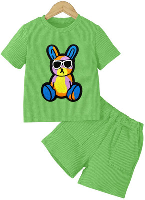 EMBLICA Boys & Girls Casual T-shirt Shorts(GREEN)