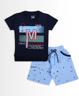 Wonder Klothes Boys Casual T-shirt Shorts(Blue)
