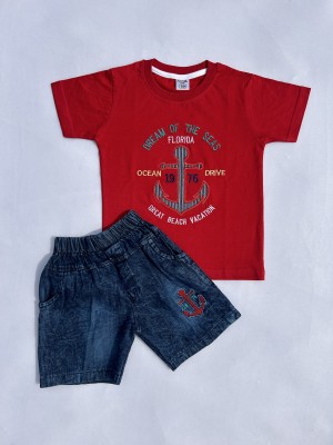 SHERA FASHION Boys Casual T-shirt Pant(Red)