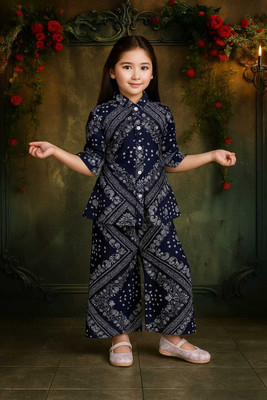 SKAYF Girls Party(Festive) Top Pant(Blue)