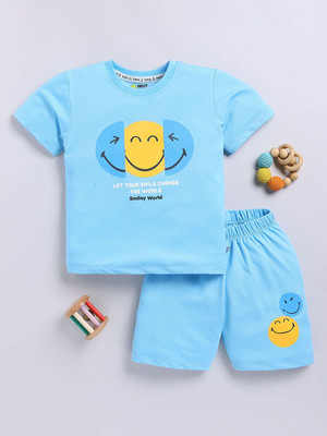 YK X Tinyo Boys & Girls Casual T-shirt Shorts(Blue)