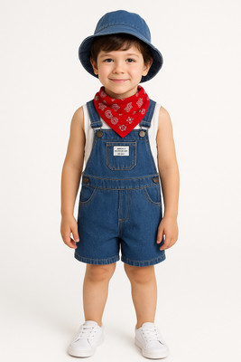 smartbazar Boys & Girls Party(Festive) T-shirt T-shirt, Dungaree, Cap, Scarf(Blue)
