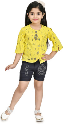 Fariha Fashions Girls Party(Festive) Top Pant(LEMON)
