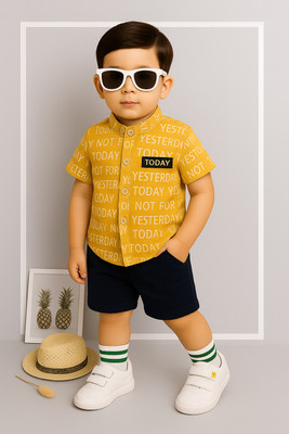 StyleDust Baby Boys & Baby Girls Casual Shirt Shorts(ALPHA_YELLOW_BLUE)