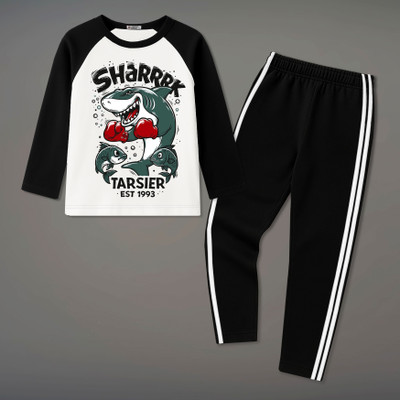 tarsier Boys Casual T-shirt Track Pants(BLACKFOLD _BK.NET PANT)