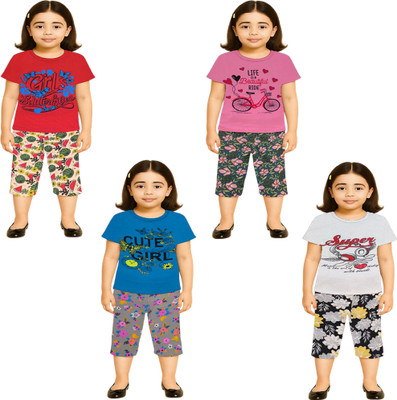 NK TRENDZ Girls Casual Pyjama Pyjama(RD-PK-BL-WH)