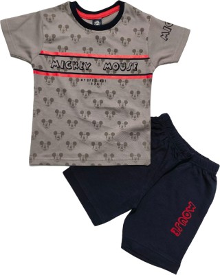 Parrot King Baby Boys & Baby Girls Casual T-shirt Shorts(Grey)