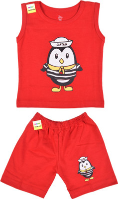 Kwitchy Baby Boys Casual Vest Shorts(Red)
