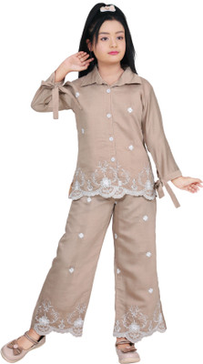 KajolGarments Girls Party(Festive) Top Trouser(Beige)