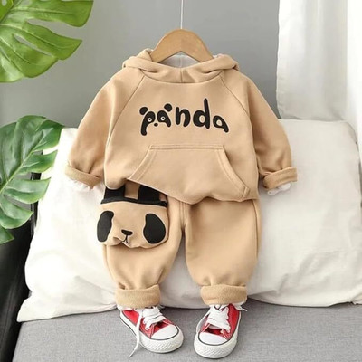 Ameeha Baby Boys & Baby Girls Casual Sweatshirt Sweatpant(Beige)