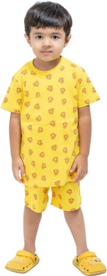 Get Stocked Boys & Girls Casual T-shirt Shorts(Yellow)