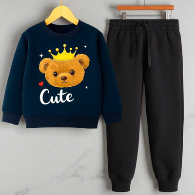psv fashion Boys & Girls Casual Sweatshirt Pant(Navy & Black)