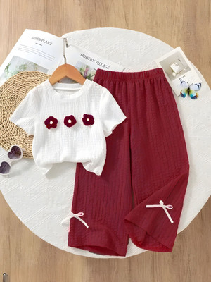 TAILORWOMEN Girls Casual Top Pyjama(brown, white)