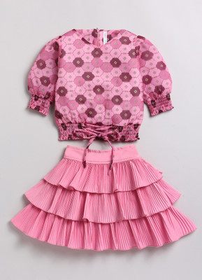 TOONYPORT Girls Casual Top Skirt(Pink)